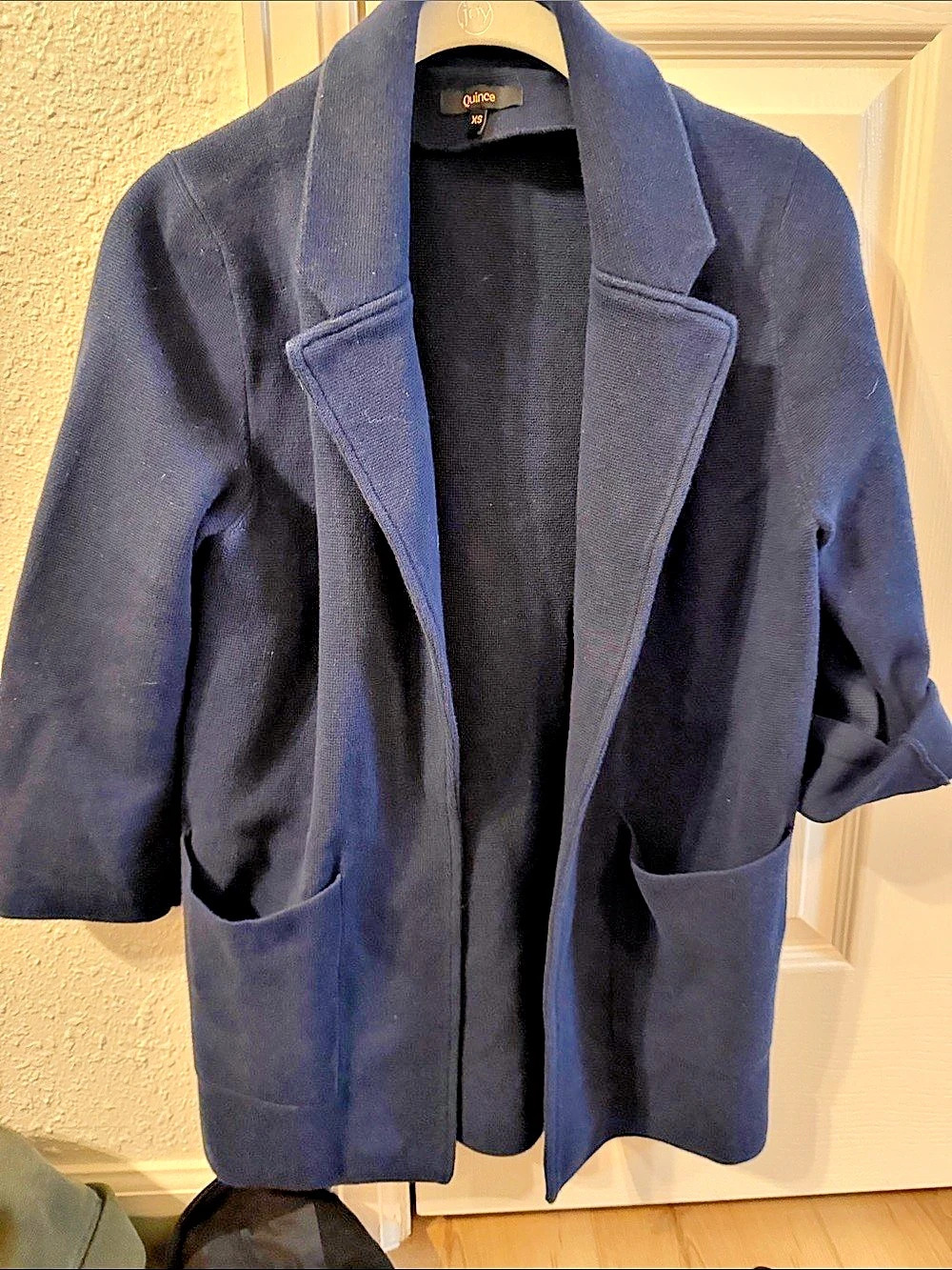 Quince Organic Cotton Knit Blazer Blue XS